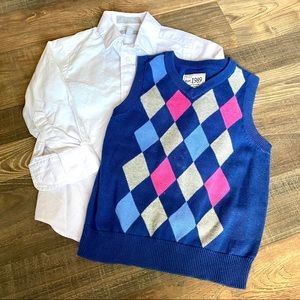 Toddler sweater vest and button down shirt